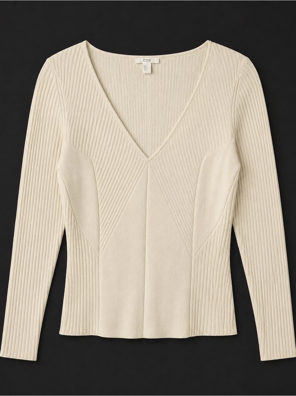 C.O.S.Women’s,Cream, V Neck,Knit,Long Sleeve Top.Size-Medium.